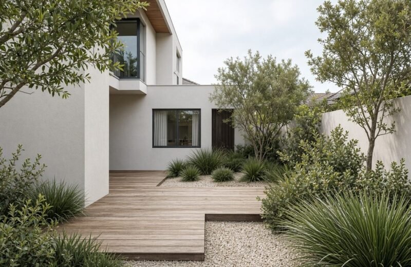 Courtyard of the fictional coastal townhouse