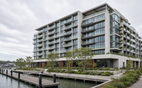 Fictional Docklands apartment tower used as an off-the-plan demo