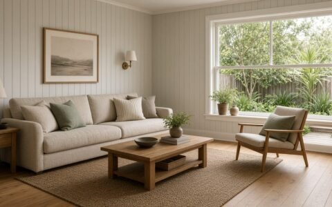 Living room of the fictional Fitzroy weatherboard house