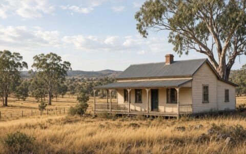 Fictional rural cottage on a wide Australian holding