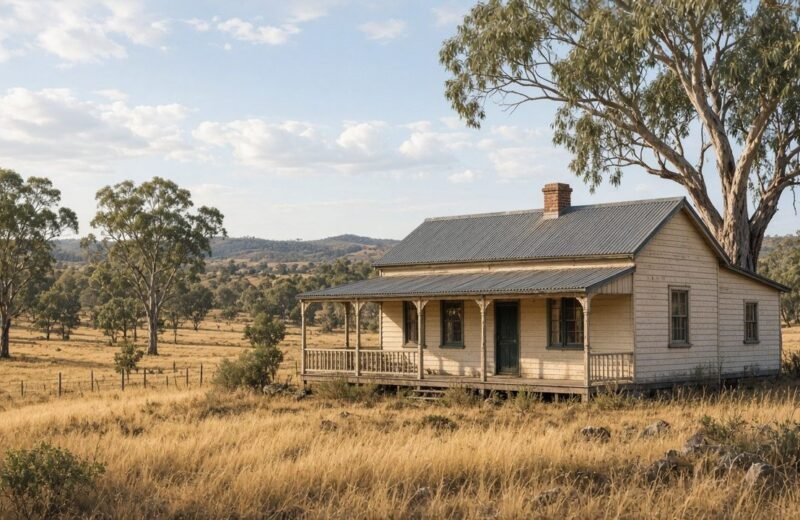 Fictional rural cottage on a wide Australian holding