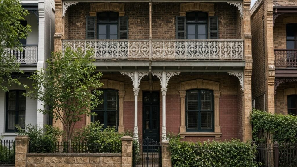 Street facade of a fictional Paddington terrace