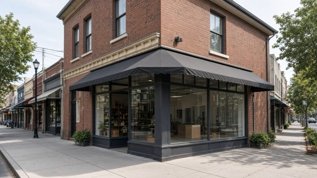 Fictional Richmond corner shopfront on a high street