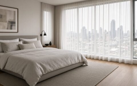 Bedroom of the fictional Southbank apartment